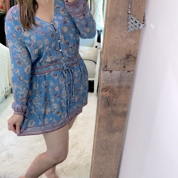 Veronica Beard blue tiani floral drawstring dress in cornflower size 8 - Picture 6 of 14